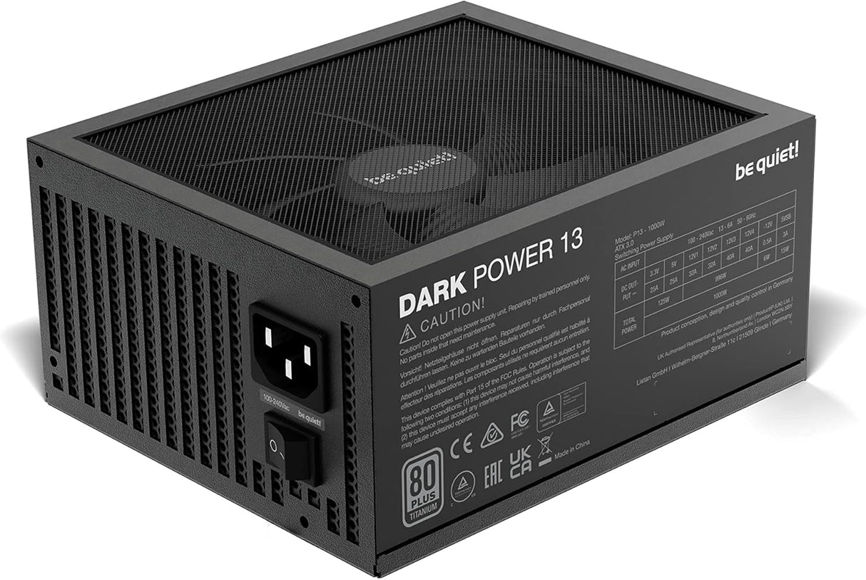 be quiet! Dark Power 13 1000W Quiet Performance Power Supply | 80 Plus Titanium Efficiency | ATX 3.1| PCIe 5 | Modular | BN661