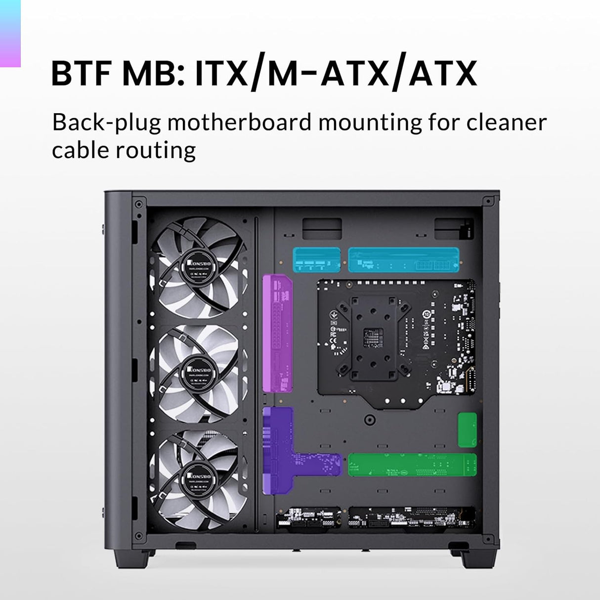 JONSBO TK-3 Black ATX Mid Tower Pc Case With One-Piece Curved Glass