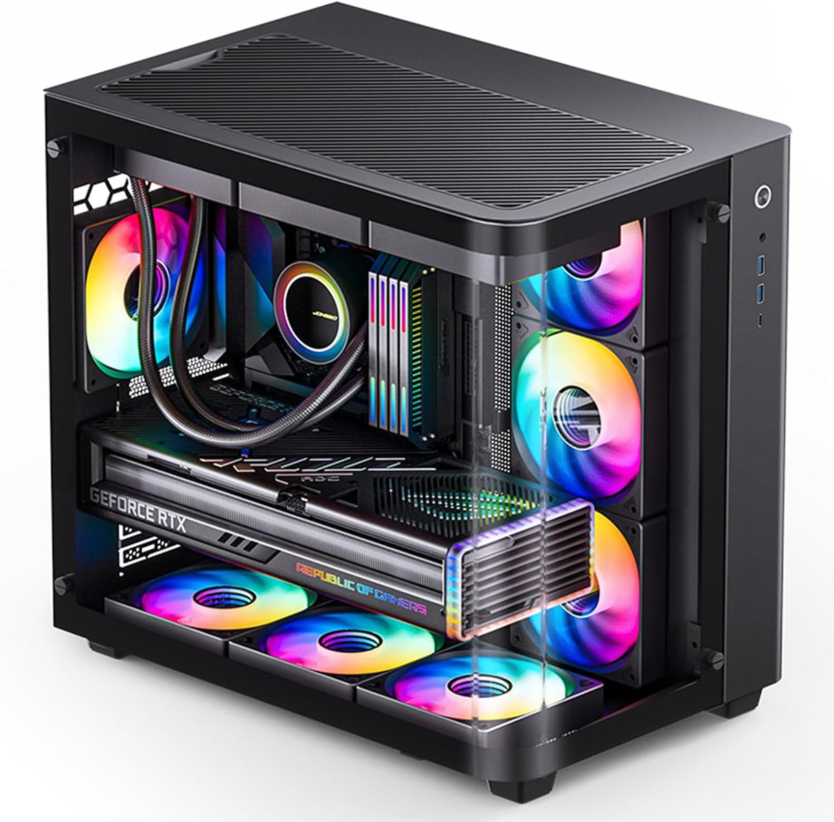 JONSBO TK-3 Black ATX Mid Tower Pc Case With One-Piece Curved Glass