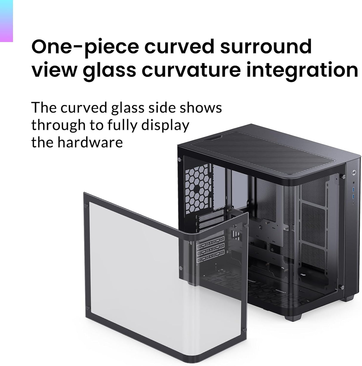 JONSBO TK-3 Black ATX Mid Tower Pc Case With One-Piece Curved Glass