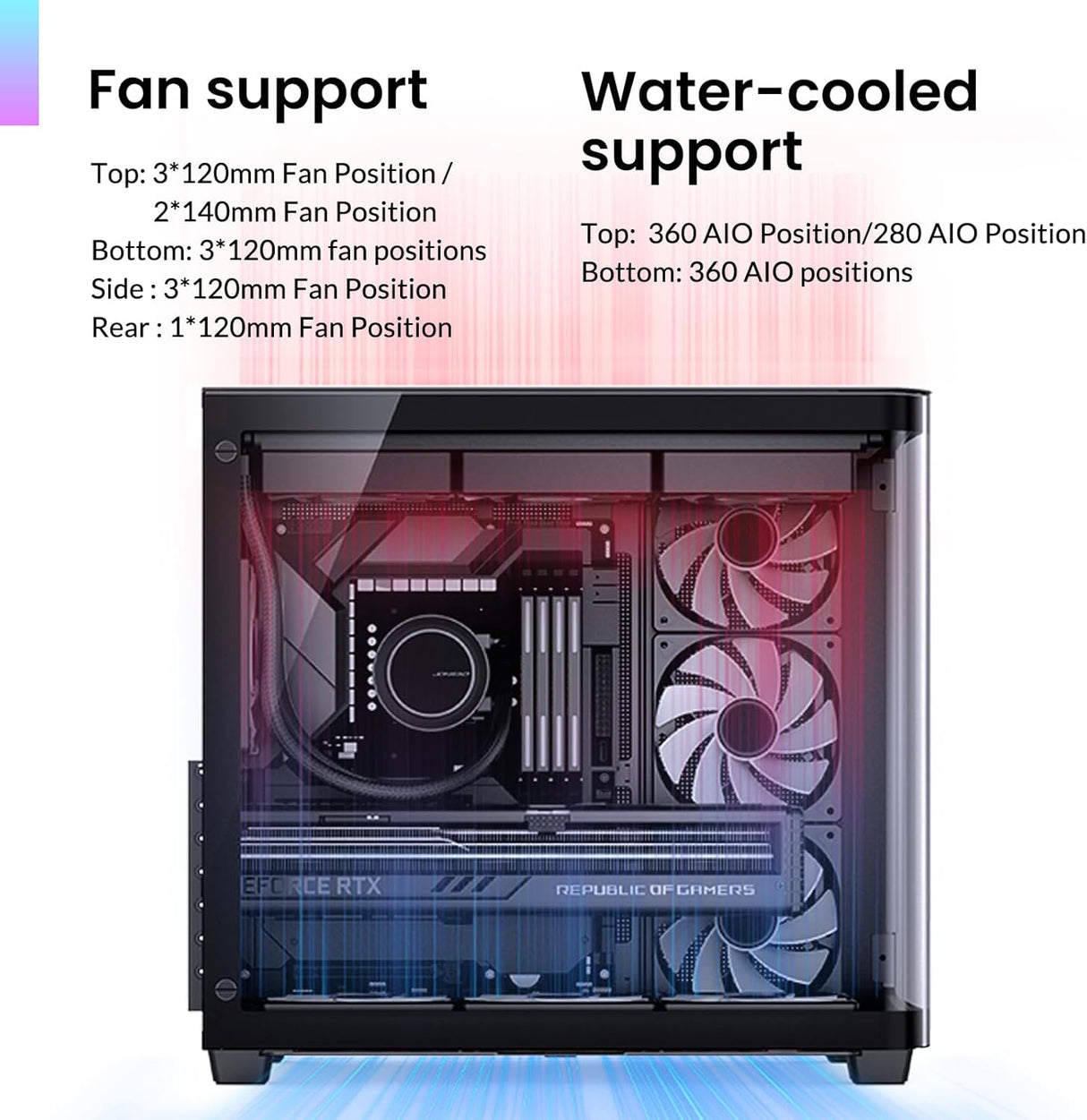 JONSBO TK-3 Black ATX Mid Tower Pc Case With One-Piece Curved Glass