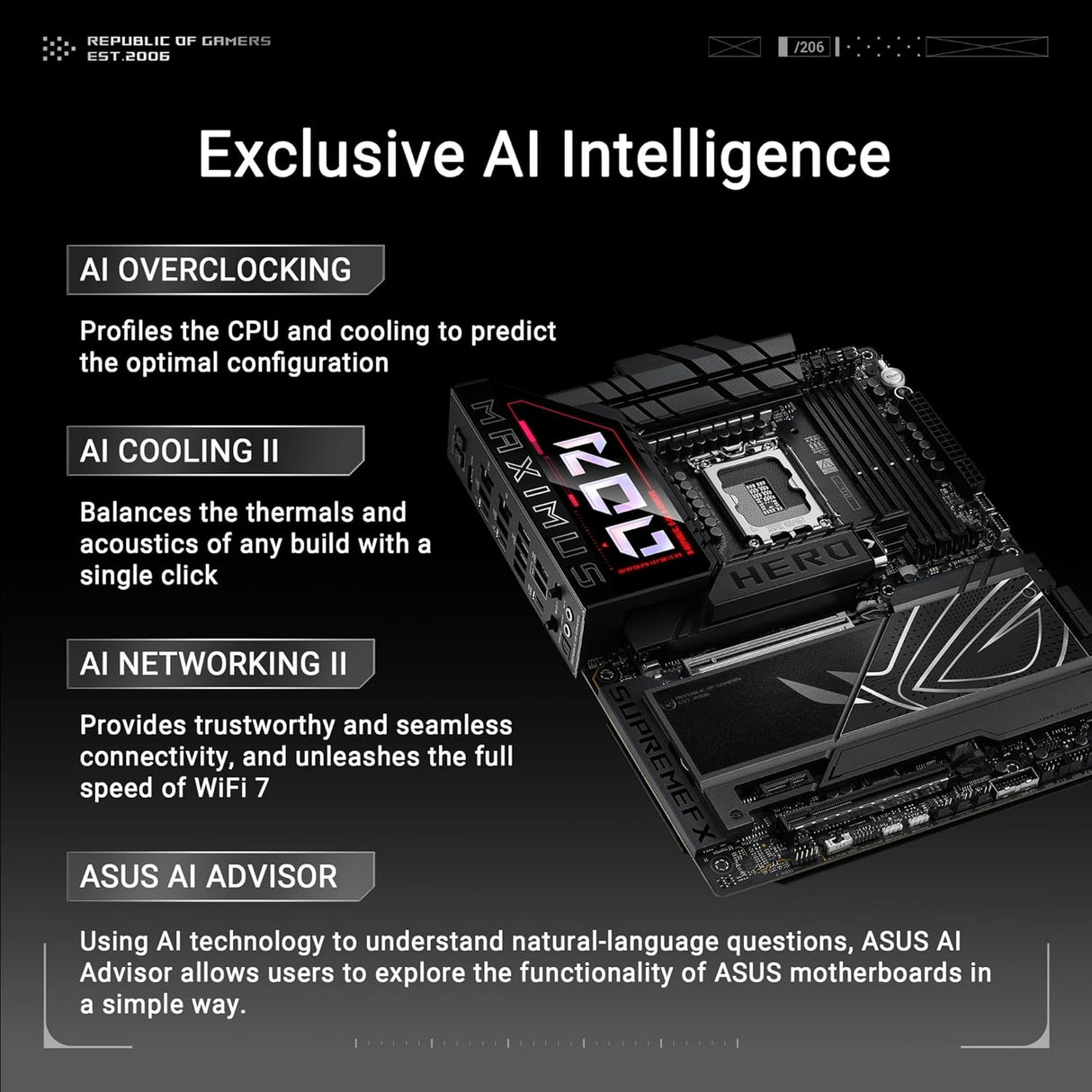 ASUS ROG Maximus Z890 Hero Intel Z890 LGA 1851 ATX Motherboard, Advanced AI PC-Ready, 22+2+1+2 Stages, DDR5, WiFi 7, 3X PCIe® 5.0