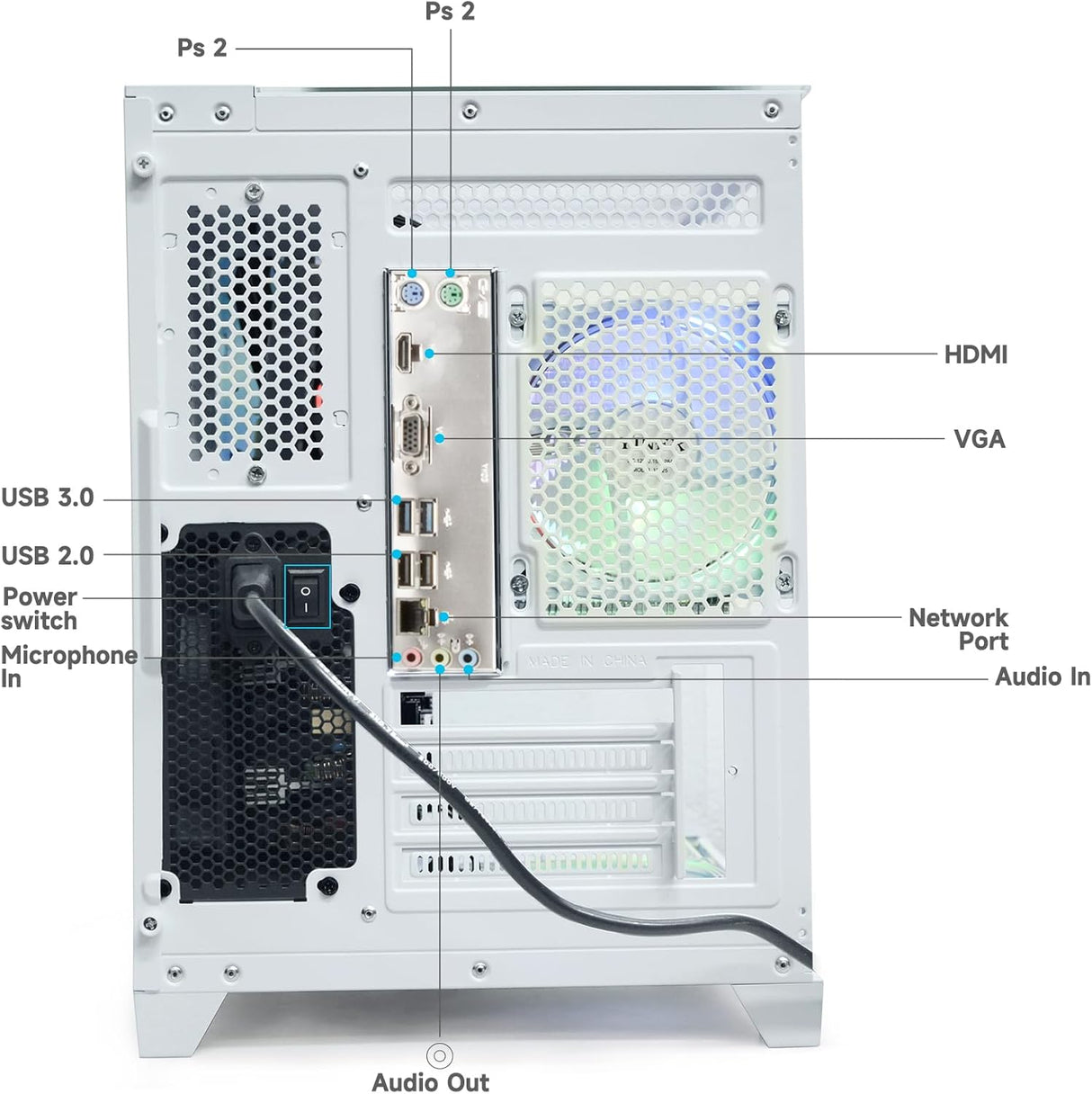 LXZ Desktop PC Computer Ryzen 5-5600GT, 16G DDR4 RAM, 512G NVME SSD, Tower Computer with Wi-Fi