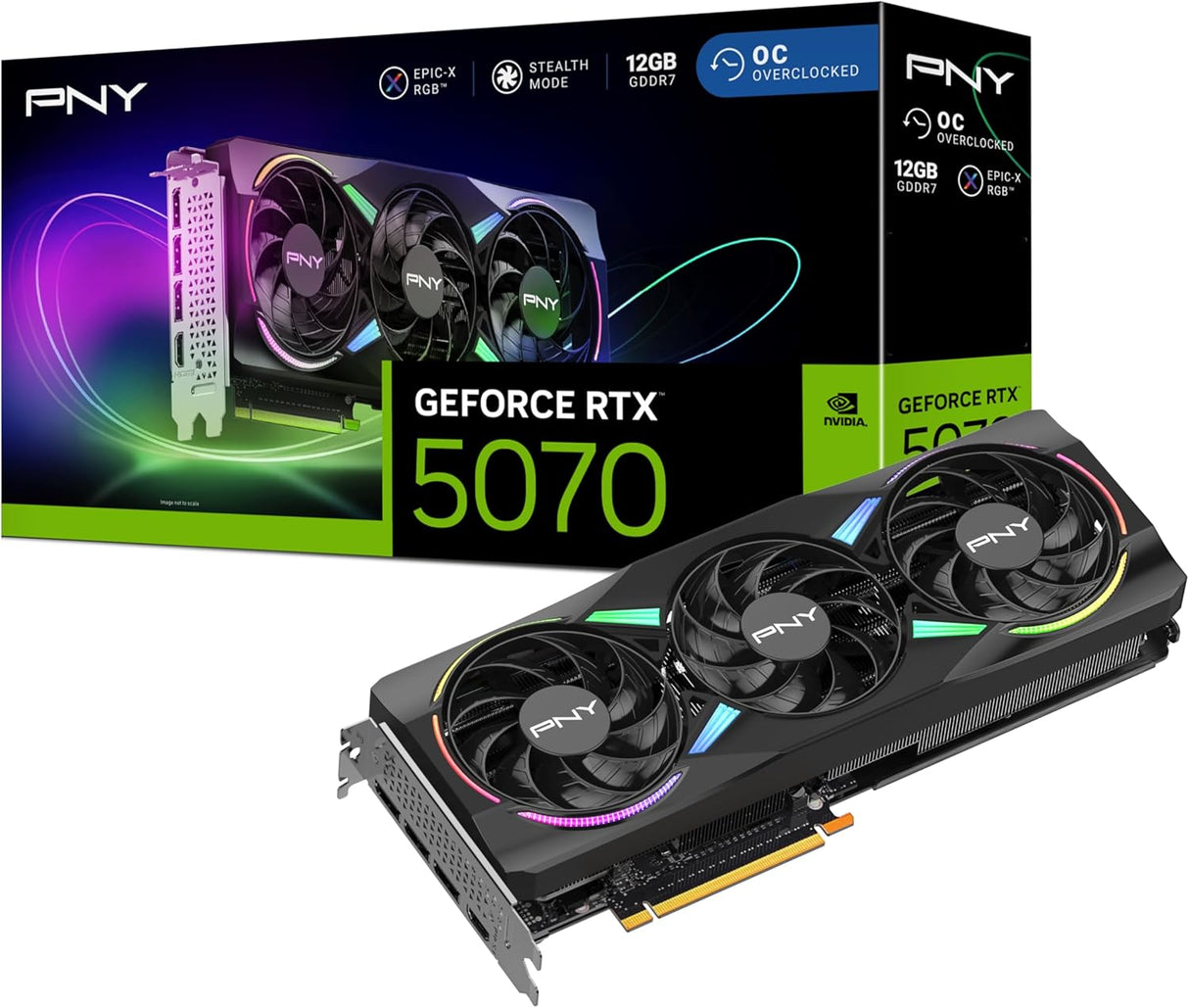 PNY NVIDIA GeForce RTX™ 5070 12GB PCIe® 5.0, HDMI ARGB Overclocked Triple Fan Graphics Card