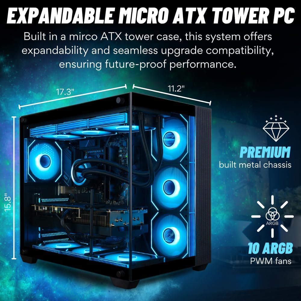 Panorama XL Gaming PC Desktop (NVD GeForce RTX 5080, Intel 24-Core i9-14900KF Processor, 96GB DDR5 RAM, 4TB Gen4 NVMe SSD, WiFi 6E