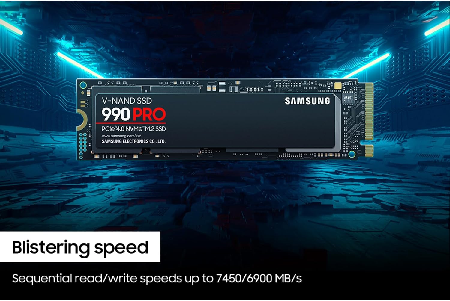 Samsung 990 PRO SSD NVMe M.2 PCIe Gen4, M.2 2280 , Seq. Read Speeds Up to 7,450 MB/s for High End Computing-Gaming