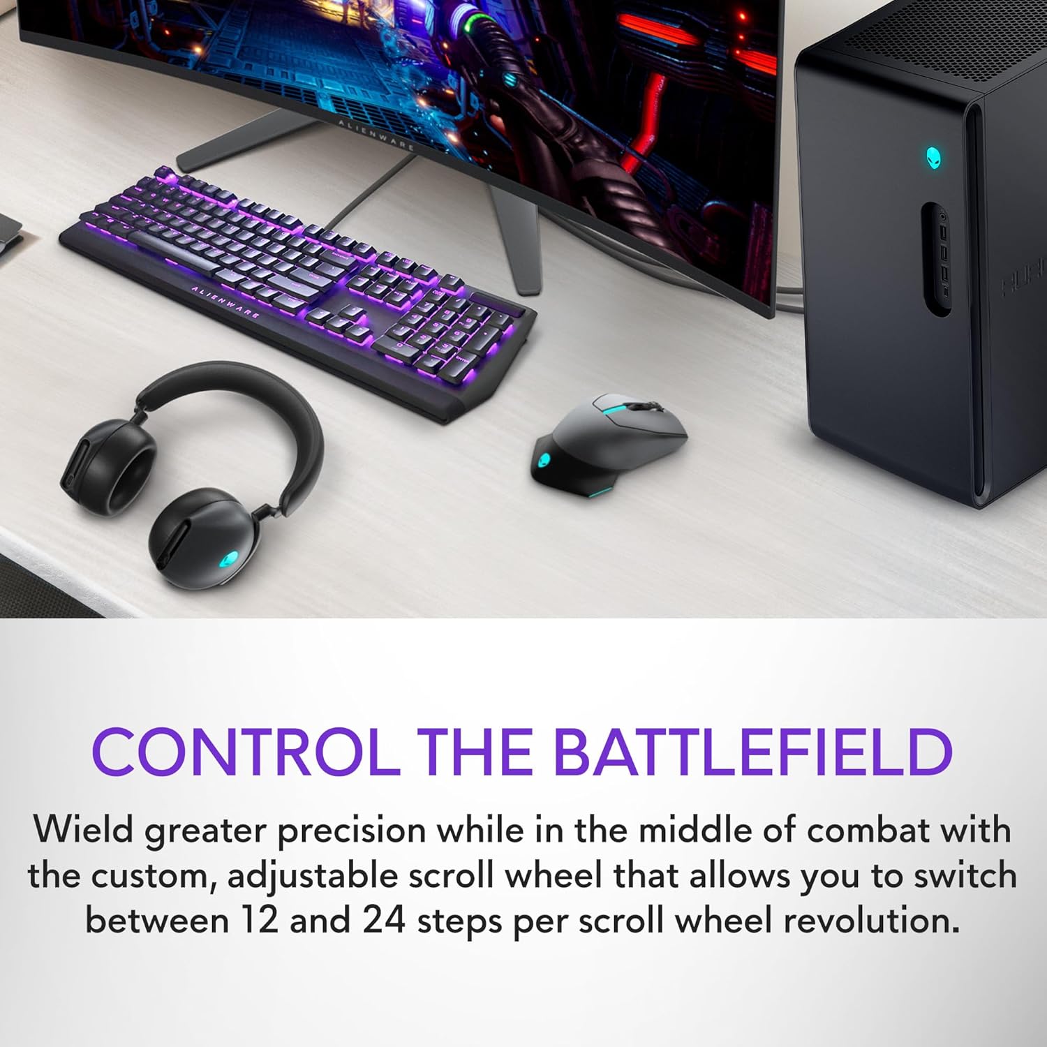 Alienware Wired/Wireless Gaming Mouse AW610M - 16000 DPI Optical Sensor, 350 Hour Rechargeable Battery