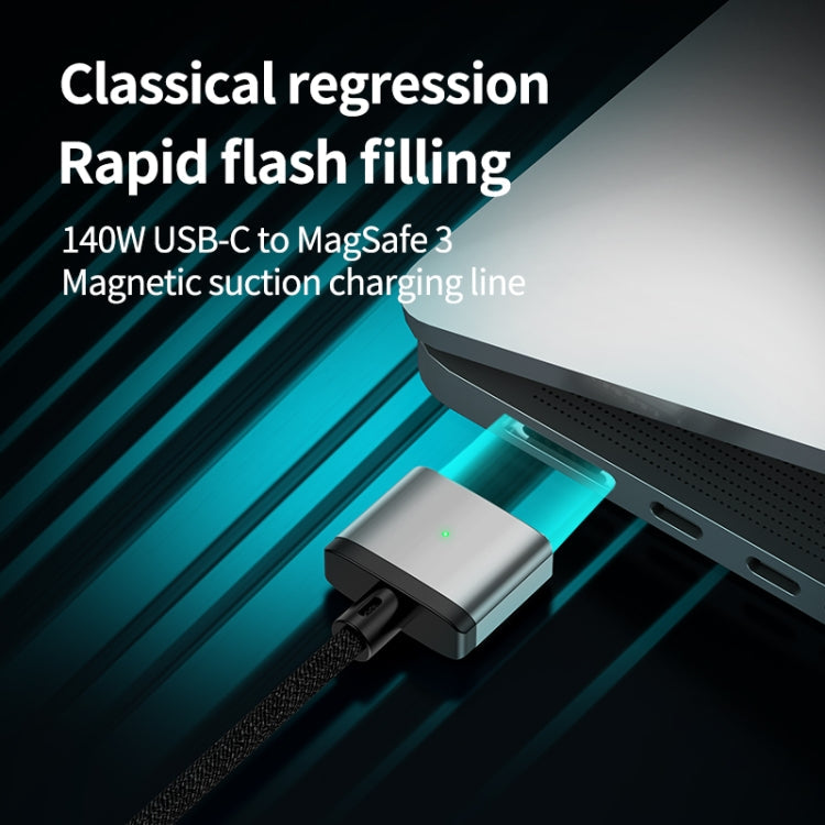140W Type-C to Magsafe 3 Magnetic Charging Cable, Length:2m(Blue)