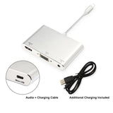 3 in 1 8 Pin to HDMI / VGA / Audio Adapter(Silver)