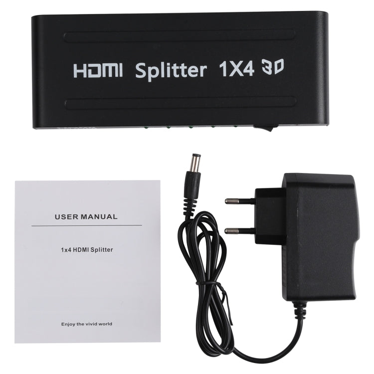 1080P 1x4 HDMI Splitter, 1.4 Version, EU Plug, 1x4 HDMI V1.3