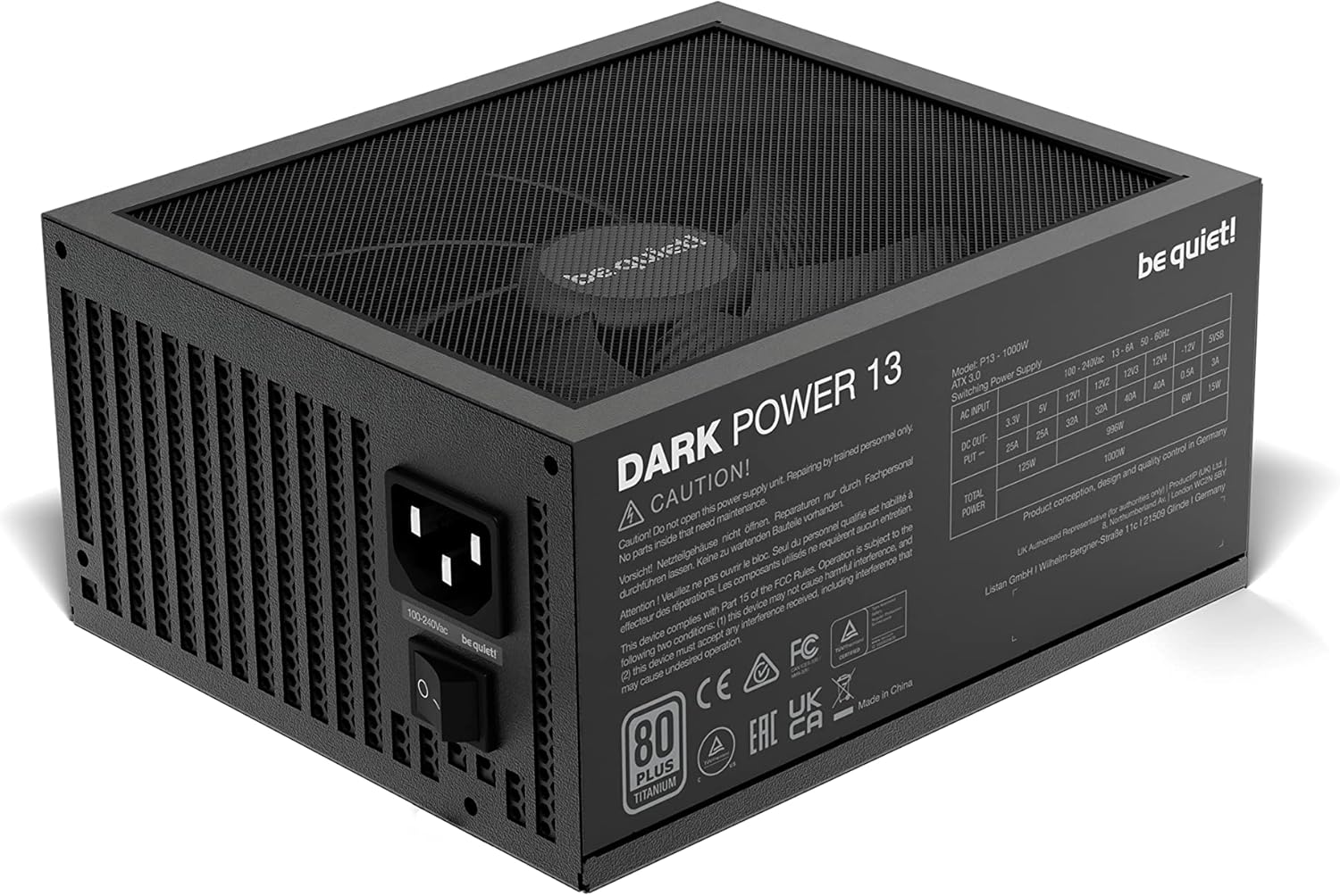 be quiet! Dark Power 13 1000W Quiet Performance Power Supply | 80 Plus Titanium Efficiency | ATX 3.1| PCIe 5 | Modular | BN661