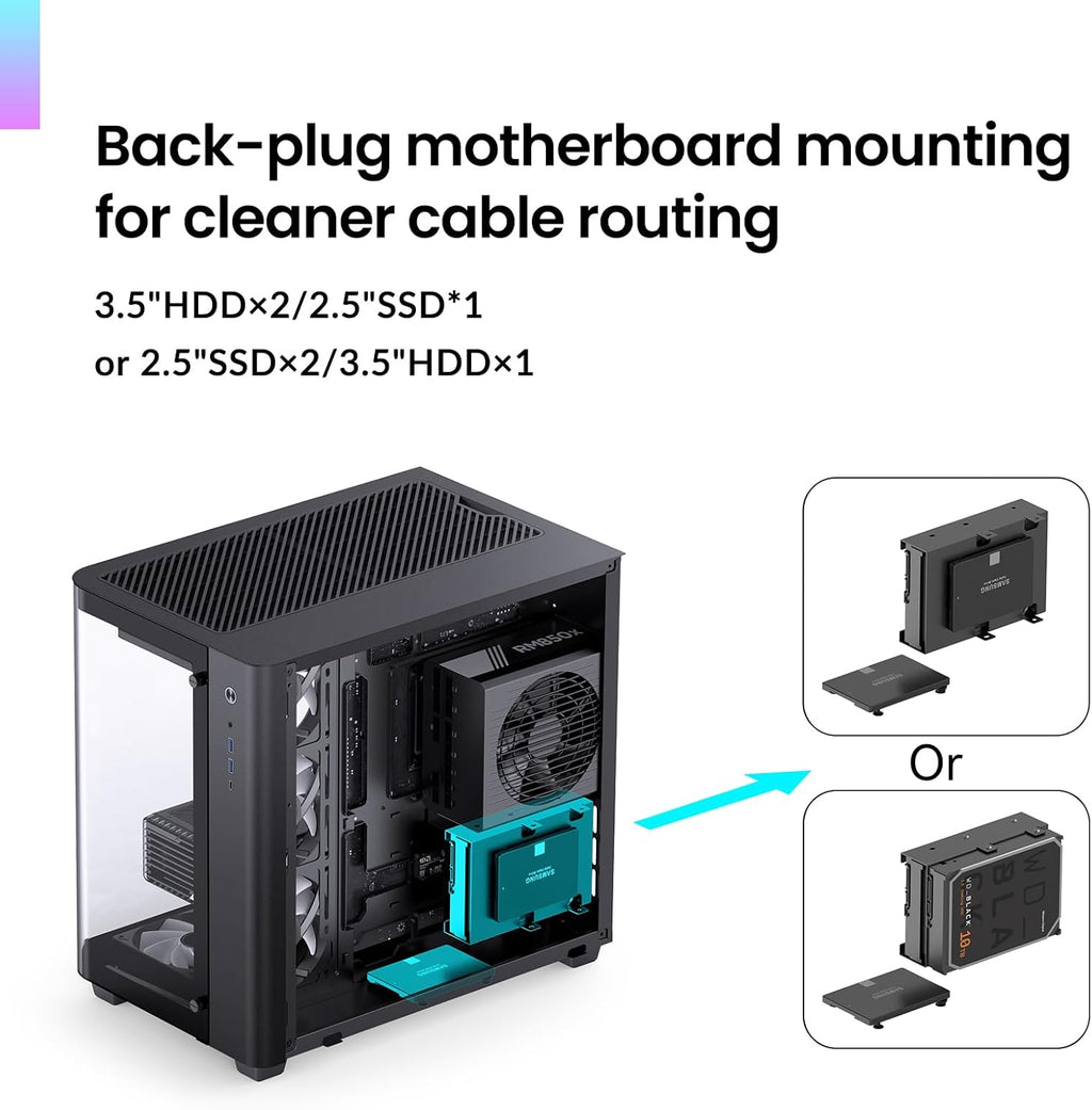 JONSBO TK-3 Black  ATX Mid Tower Pc Case With One-Piece Curved Glass