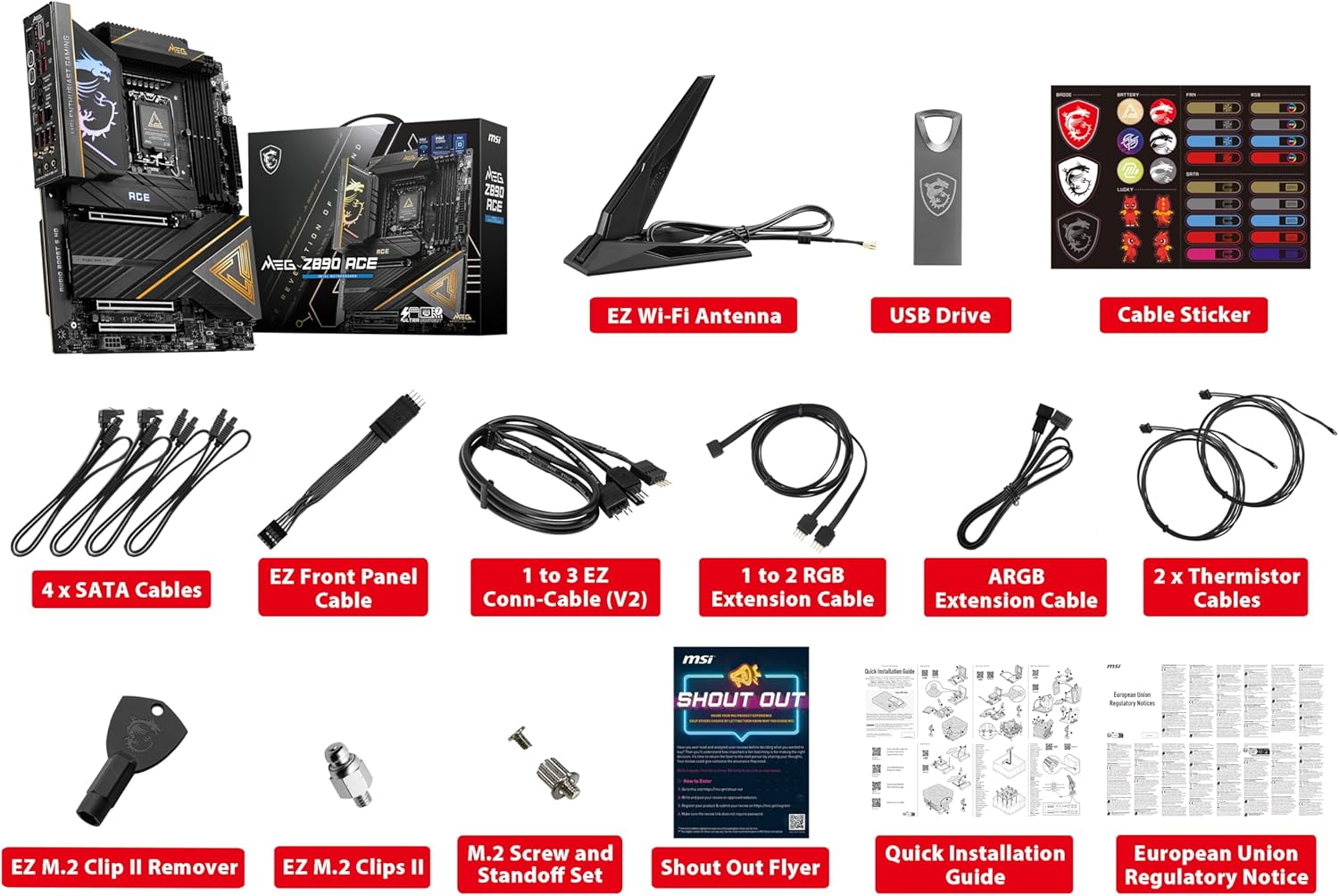 MSI MEG Z890 ACE Gaming Motherboard  Intel Processors, LGA 1851, DDR5, PCIe 5.-Support Core Ultra Series 2