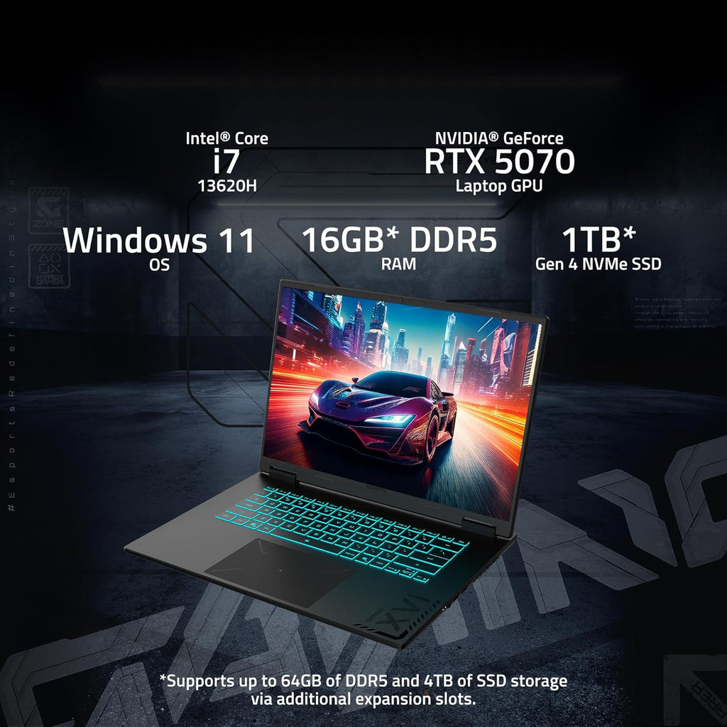 GIGABYTE - Gaming A16 Gaming Laptop - 165Hz 1920x1200 WUXGA - NVIDIA GeForce RTX 5060 - Intel i7-13620H - 1TB SSD with 16GB DDR5 RAM