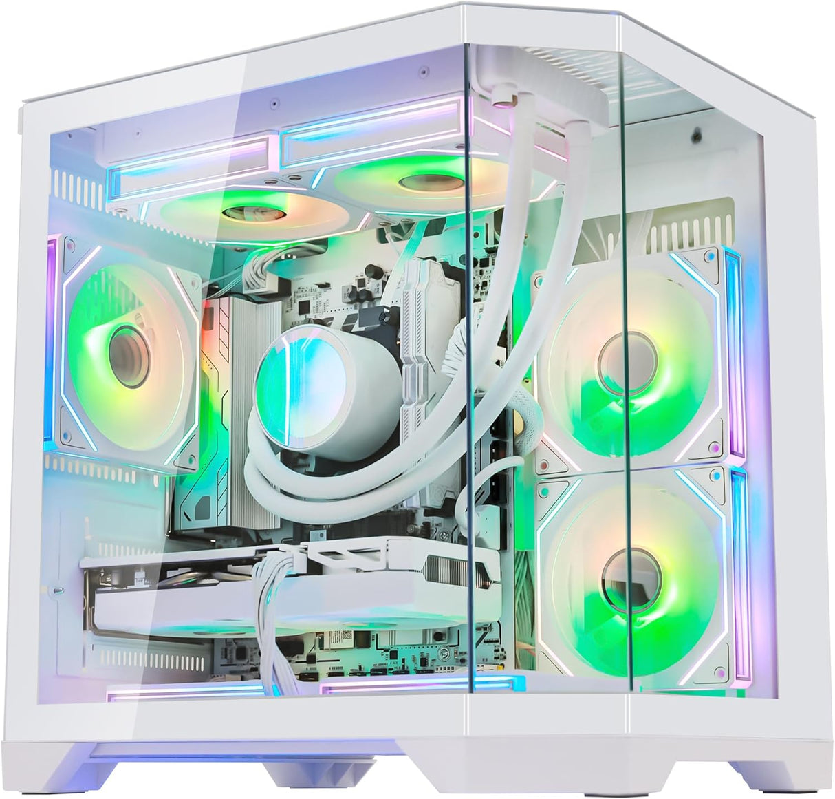 HELLOLAND Ocean of Stars Gaming PC Desktop - AMD Ryzen 7 7700 8-Core 3.8 GHz- RTX 5060 8GB- 32GB DDR5 RAM 6000MHz-1TB PCIe SSD