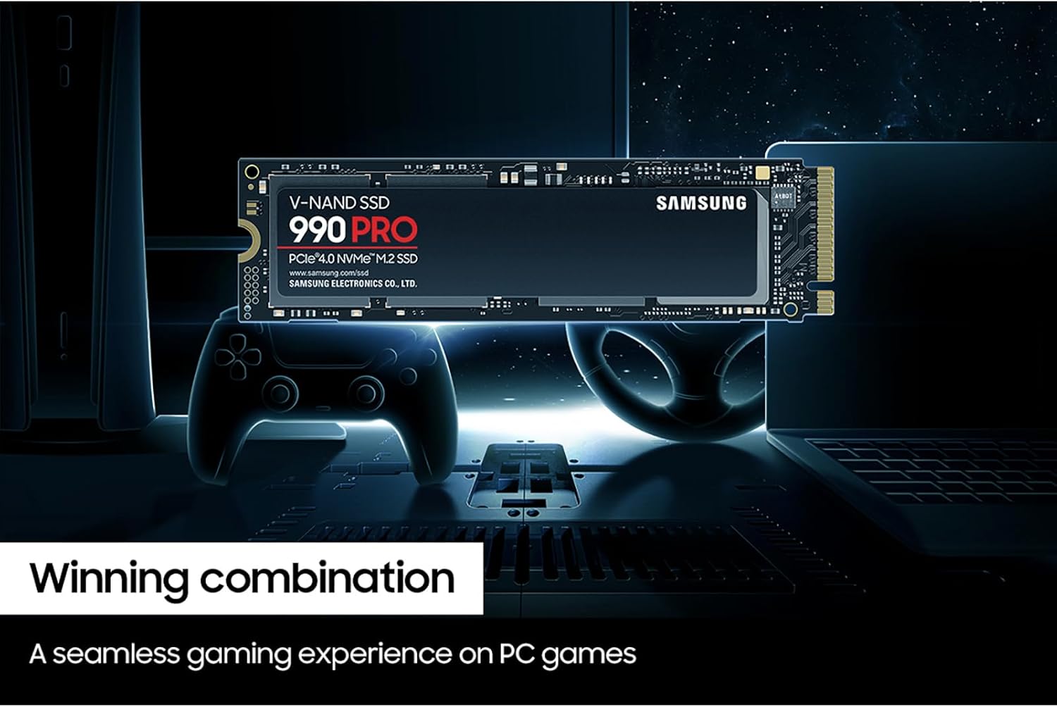 Samsung 990 PRO SSD NVMe M.2 PCIe Gen4, M.2 2280 , Seq. Read Speeds Up to 7,450 MB/s for High End Computing-Gaming