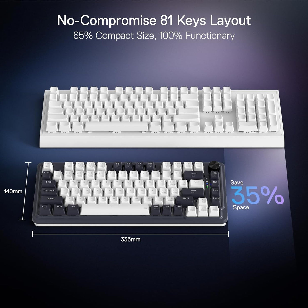 Redragon K673 PRO 75% Wireless Gasket RGB Gaming Keyboard, 3-Modes 81 Keys Compact Mechanical Keyboard