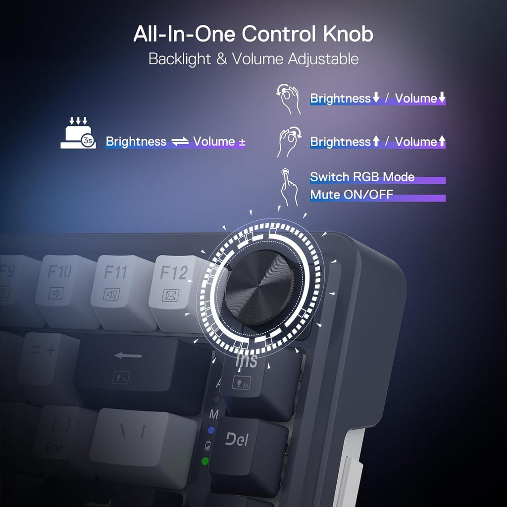 Redragon K673 PRO 75% Wireless Gasket RGB Gaming Keyboard, 3-Modes 81 Keys Compact Mechanical Keyboard