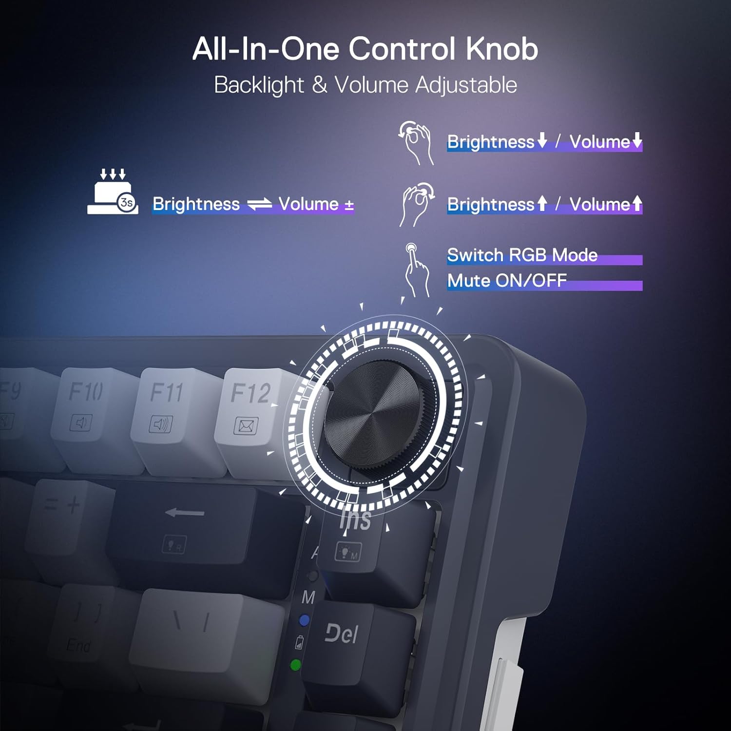 Redragon K673 PRO 75% Wireless Gasket RGB Gaming Keyboard, 3-Modes 81 Keys Compact Mechanical Keyboard