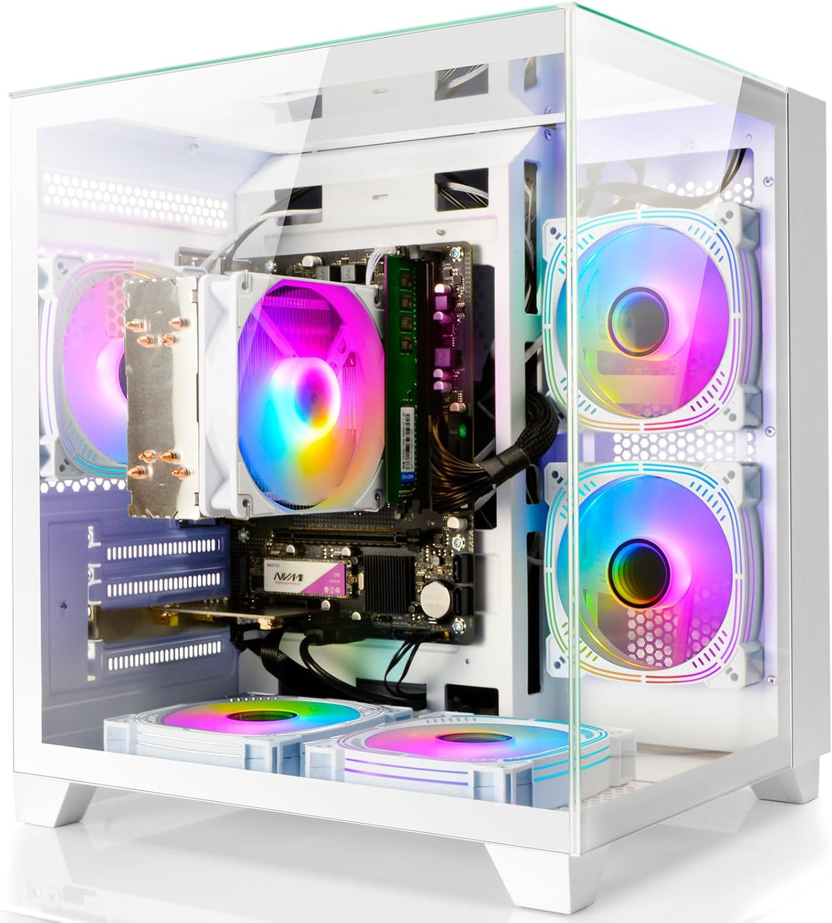 LXZ Desktop PC Computer Ryzen 5-5600GT, 16G DDR4 RAM, 512G NVME SSD, Tower Computer with Wi-Fi
