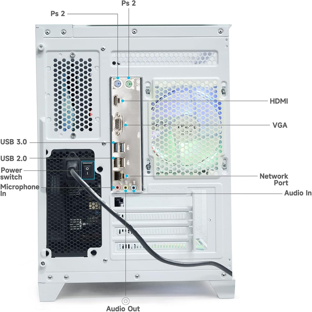 LXZ Desktop PC Computer Ryzen 5-5600GT, 16G DDR4 RAM, 512G NVME SSD, Tower Computer with Wi-Fi