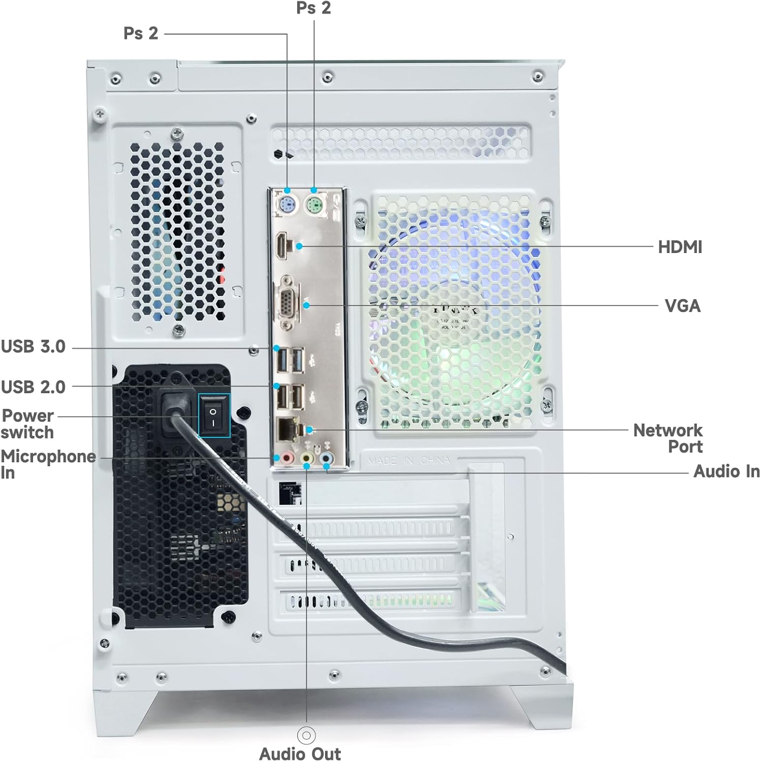 LXZ Desktop PC Computer Ryzen 5-5600GT, 16G DDR4 RAM, 512G NVME SSD, Tower Computer with Wi-Fi