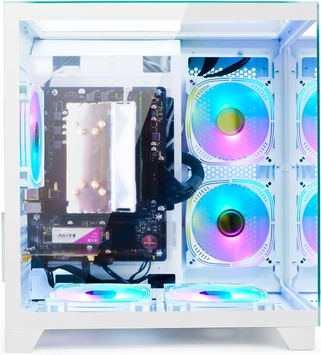 LXZ Desktop PC Computer Ryzen 5-5600GT, 16G DDR4 RAM, 512G NVME SSD, Tower Computer with Wi-Fi