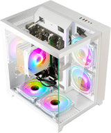 LXZ Desktop PC Computer Ryzen 5-5600GT, 16G DDR4 RAM, 512G NVME SSD, Tower Computer with Wi-Fi