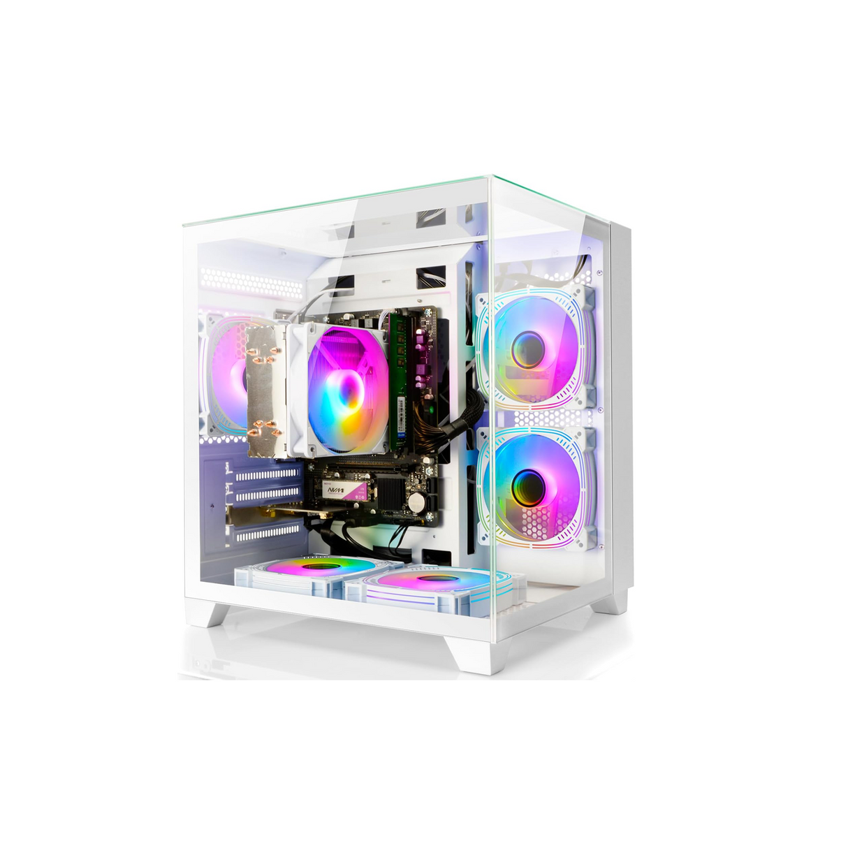 LXZ Desktop PC Computer Ryzen 5-5600GT, 16G DDR4 RAM, 512G NVME SSD, Tower Computer with Wi-Fi