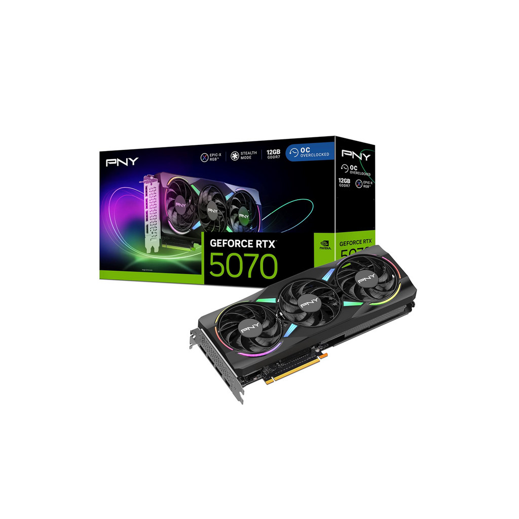 PNY NVIDIA GeForce RTX™ 5070 12GB PCIe® 5.0, HDMI ARGB Overclocked Triple Fan Graphics Card