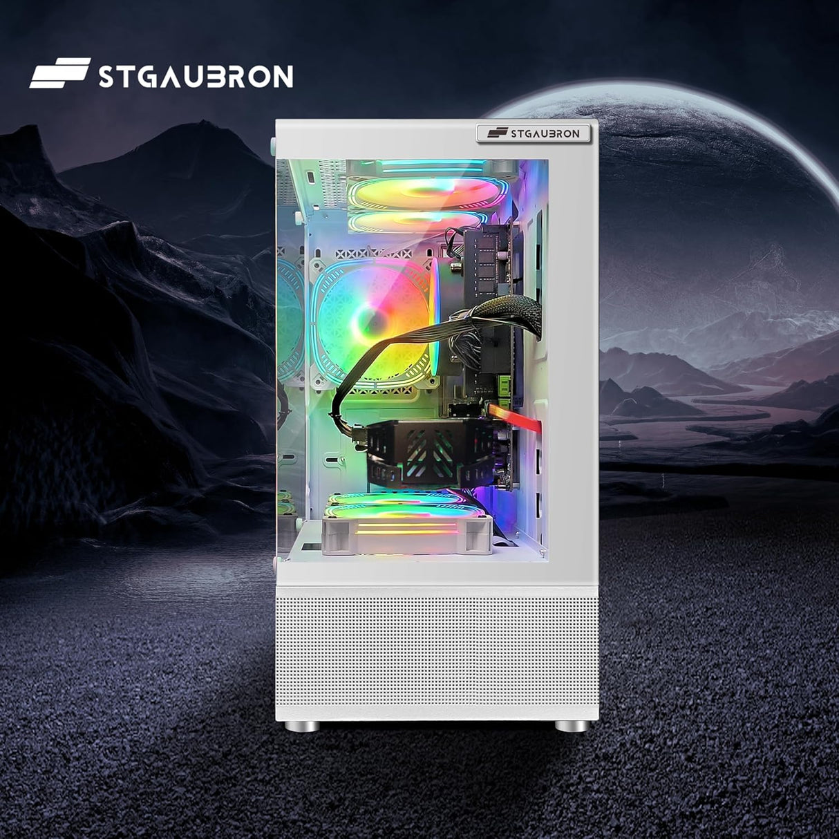 STGAubron Gaming PC Desktop, Radeon RX 580 16G GDDR5, Intel 10th Gen G5905 3.5G, 16G DDR4, 1T SSD, WiFi, BT 5.0