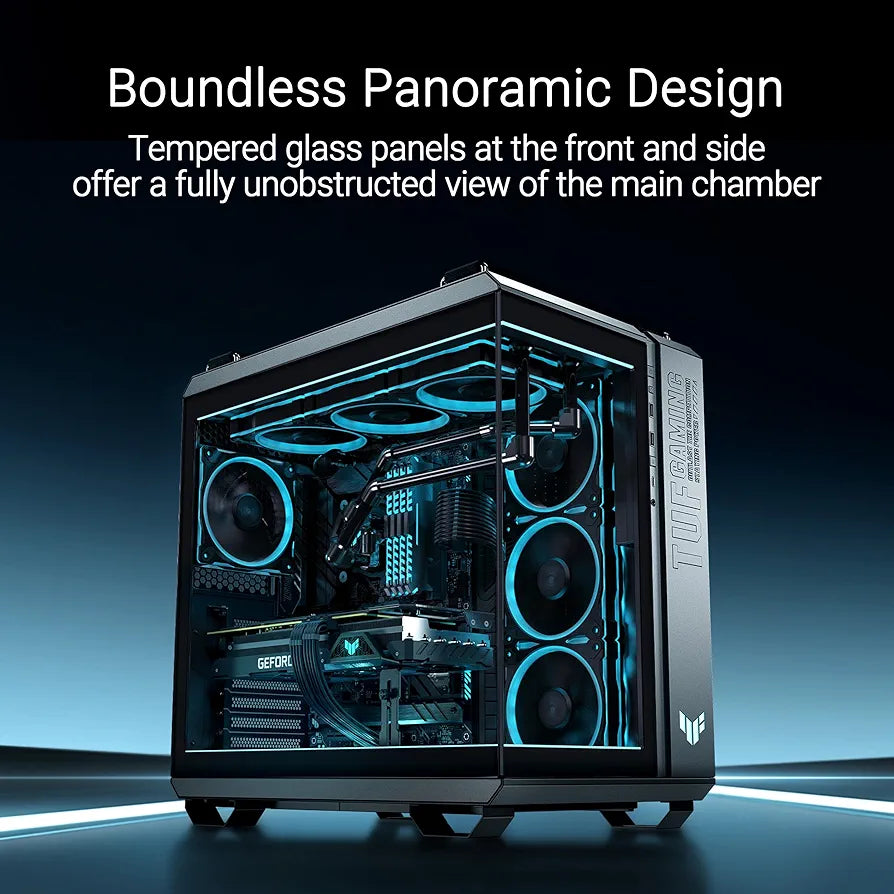 Asus TUF Gaming GT502 Horizon With Pre-Installed ARGB Fans Black Modular ATX Dual Chamber Case