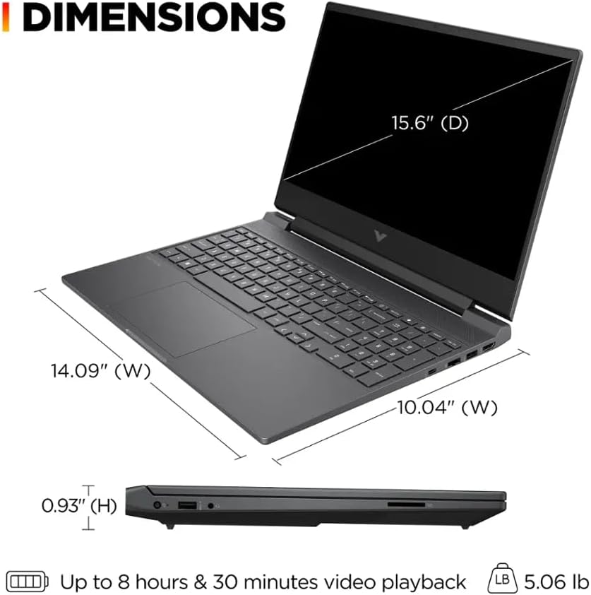 HP Victus 15.6 Inch Full HD Gaming Laptop  AMD Ryzen 5 7535HS, 6-Core Processor  16GB DDR5 RAM, 1TB SSD