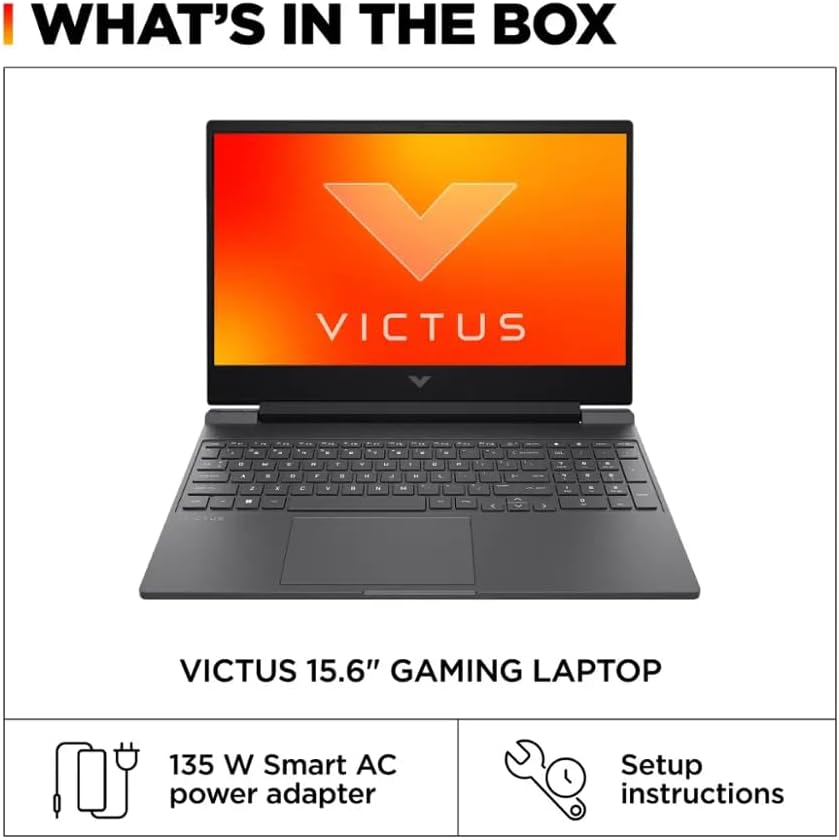 HP Victus 15.6 Inch Full HD Gaming Laptop  AMD Ryzen 5 7535HS, 6-Core Processor  16GB DDR5 RAM, 1TB SSD
