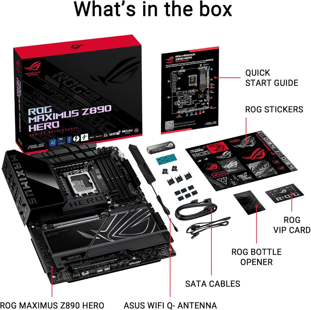 ASUS ROG Maximus Z890 Hero Intel Z890 LGA 1851 ATX Motherboard, Advanced AI PC-Ready, 22+2+1+2 Stages, DDR5, WiFi 7, 3X PCIe® 5.0