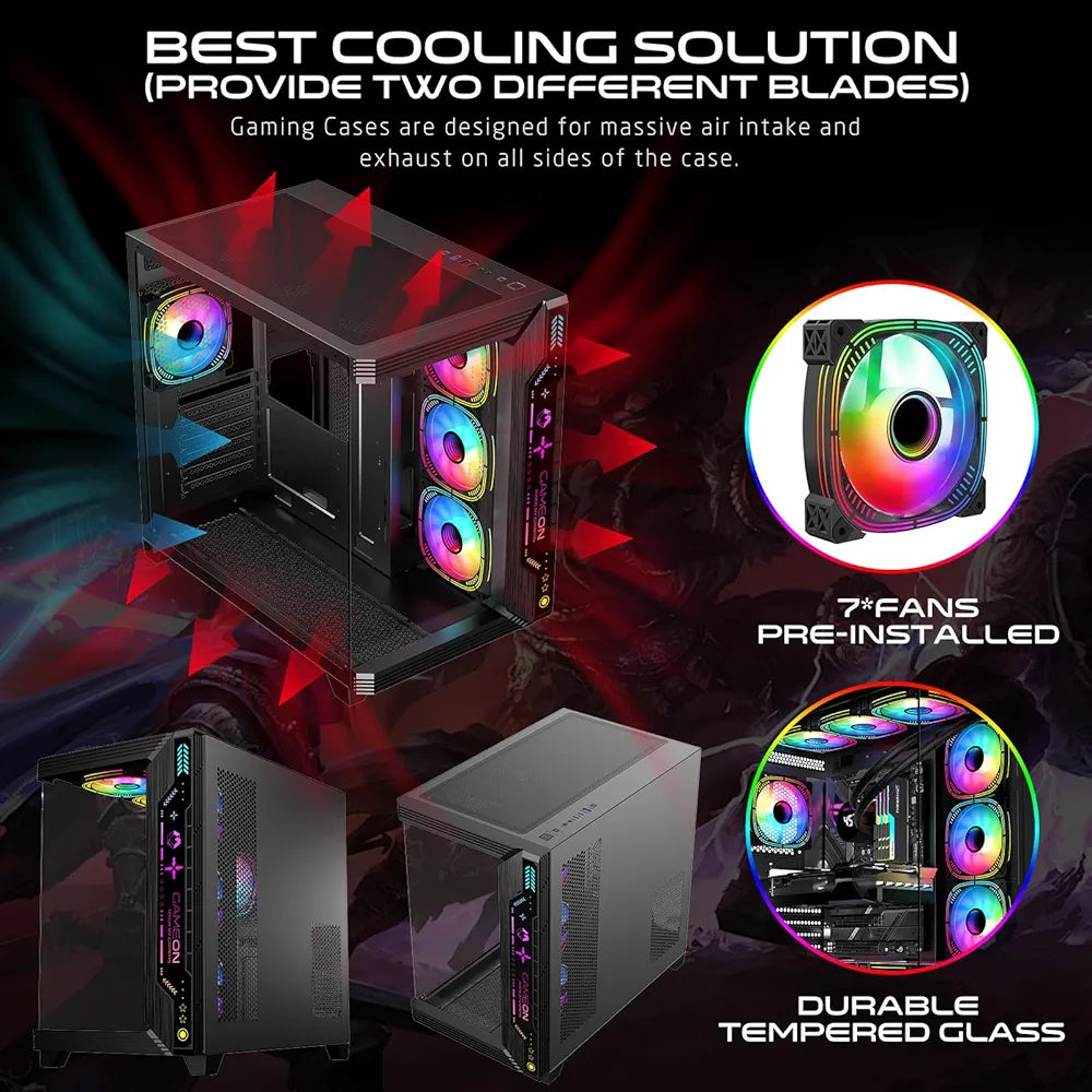 Game ON Gaming PC Case – ATX/M-ATX/ITX ARGB Pre-Installed Fans